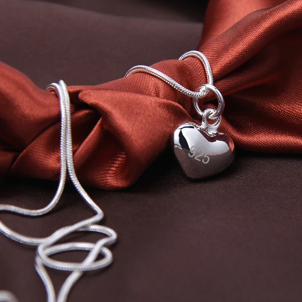 DOTEFFIL Silver Color Solid Small Heart Pendant Necklace 16-30 Inch Snake Chain For Women Wedding Charm Fashion Jewelry
DOTEFFIL Silver Color Solid Small Heart Pendant Necklace 16-30 Inch Snake Chain For Women Wedding Charm Fashion Jewelry