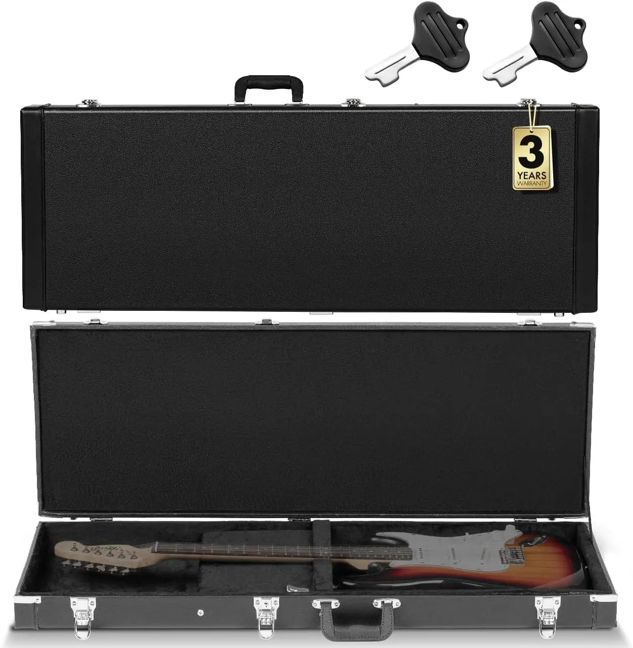 Hard Shell Electric Guitar Case - Portable Square Hardshell for Standard Guitar - Black
Hard Shell Electric Guitar Case - Portable Square Hardshell for Standard Guitar - Black