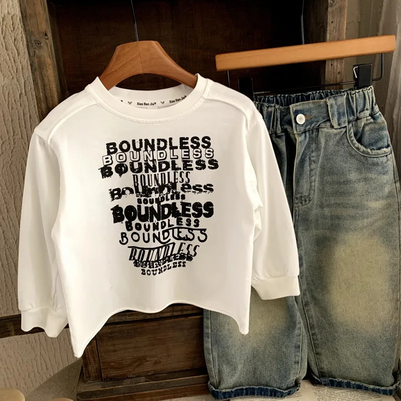 Футболка для мальчиков, осень-весна 2024, Новое поступление, корейский стиль, тяжелые топы с длинными рукавами и буквенным принтом, с круглым вырезом, базовый слой
Футболка для мальчиков, осень-весна 2024, Новое поступление, корейский стиль, тяжелые топы с длинными рукавами и буквенным принтом, с круглым вырезом, базовый слой