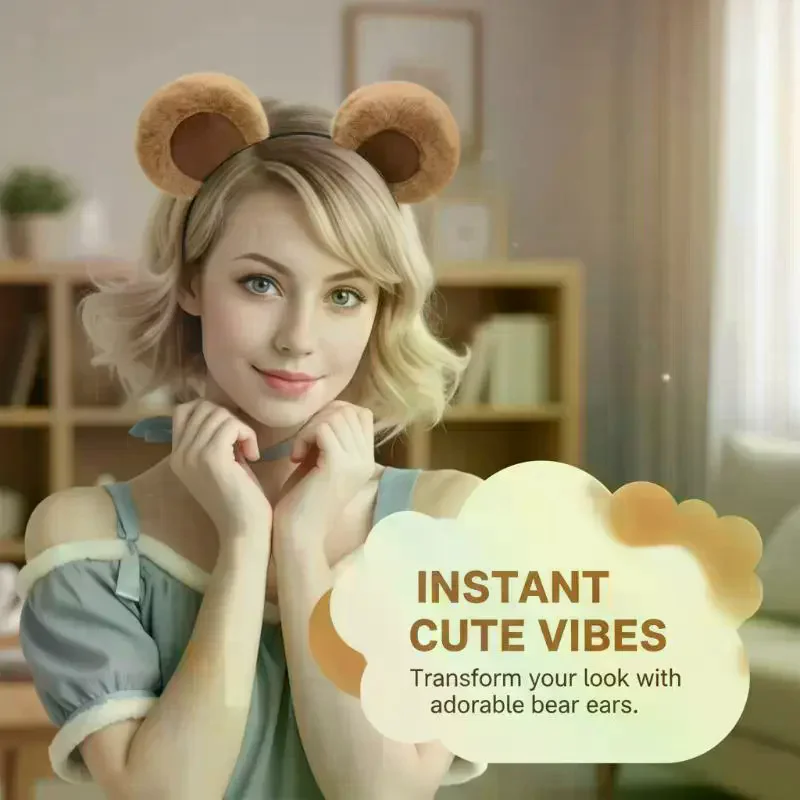 1 plush bear ear headband with soft and cute neutral accessories, ideal gift for daily gatherings and role-playing
1 plush bear ear headband with soft and cute neutral accessories, ideal gift for daily gatherings and role-playing