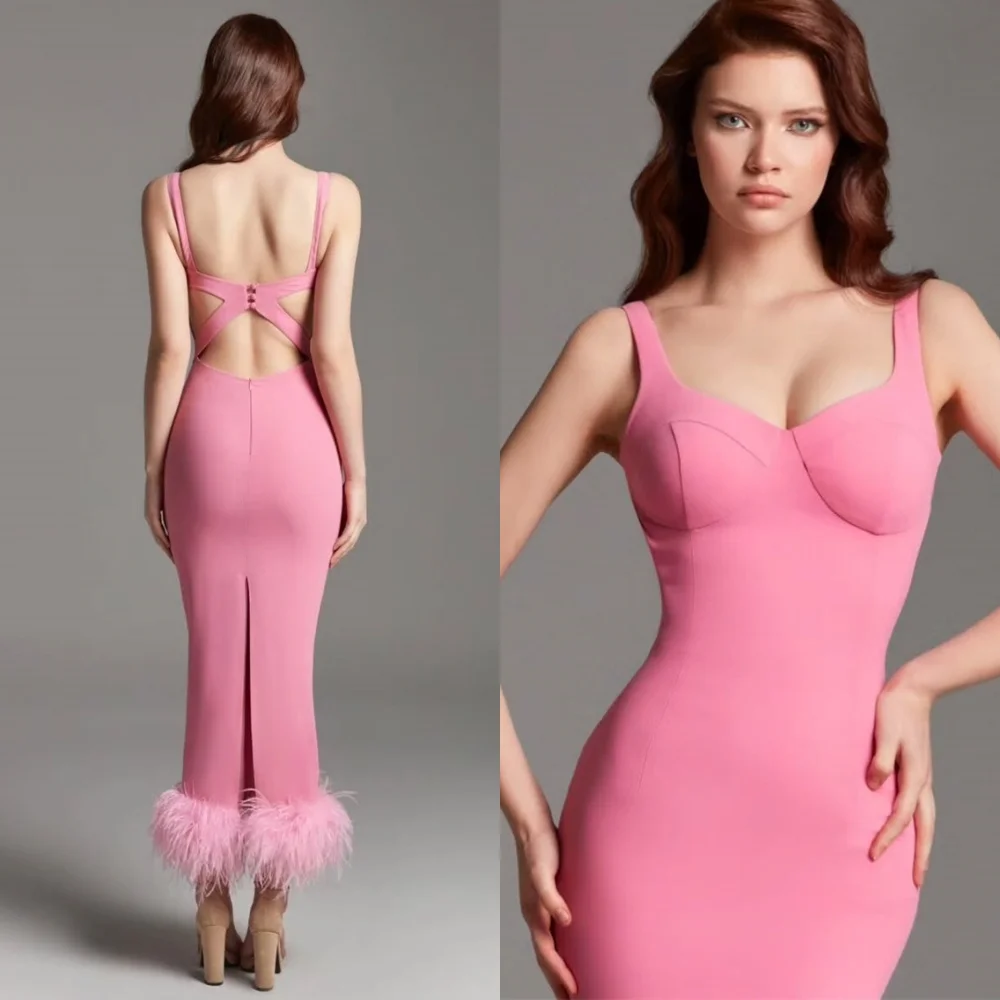 Customized Elegant Pink Jersey Evening Dresses Exquisite Strapless Sleeveless Homecoming Dress Fashion Feathers Prom Dress
Customized Elegant Pink Jersey Evening Dresses Exquisite Strapless Sleeveless Homecoming Dress Fashion Feathers Prom Dress