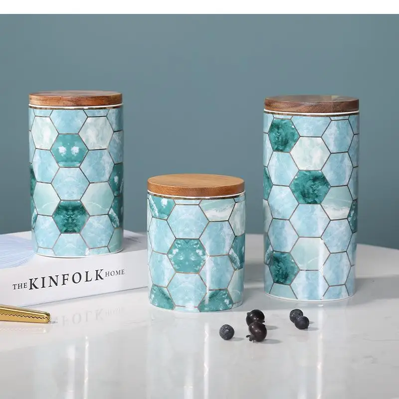 Light Luxury Ceramic Sealed Jar with Lid Kitchen Food Grain Storage Candy Coffee Tea Bag Box
Light Luxury Ceramic Sealed Jar with Lid Kitchen Food Grain Storage Candy Coffee Tea Bag Box