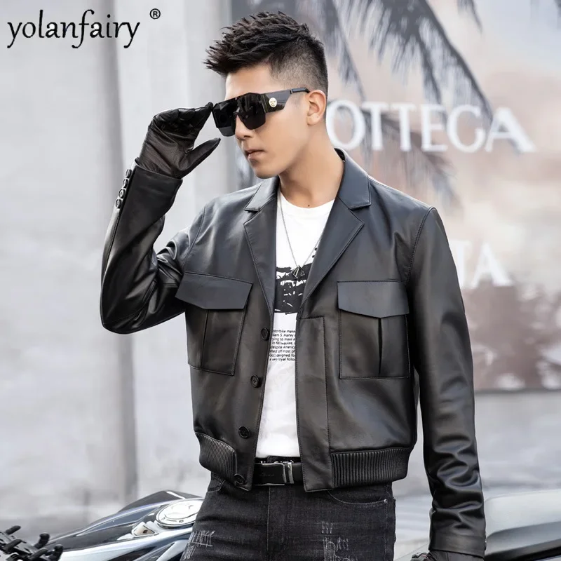 Motorcycle Natural Leather Jacket Men's Sheepskin Coat 2023 New in Outwears Short Suit Collar Korean Jackets for Male Clothing F
Motorcycle Natural Leather Jacket Men's Sheepskin Coat 2023 New in Outwears Short Suit Collar Korean Jackets for Male Clothing F