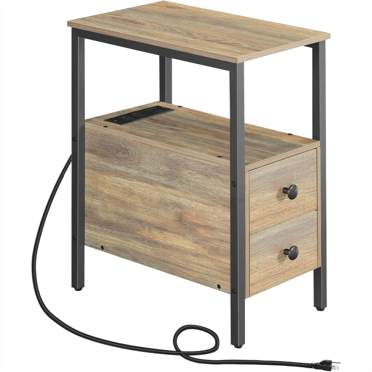 End Table with Charging Station, Narrow Side Table with 2 Drawers & USB Ports & Power Outlets, Nightstand for Small Spaces
End Table with Charging Station, Narrow Side Table with 2 Drawers & USB Ports & Power Outlets, Nightstand for Small Spaces