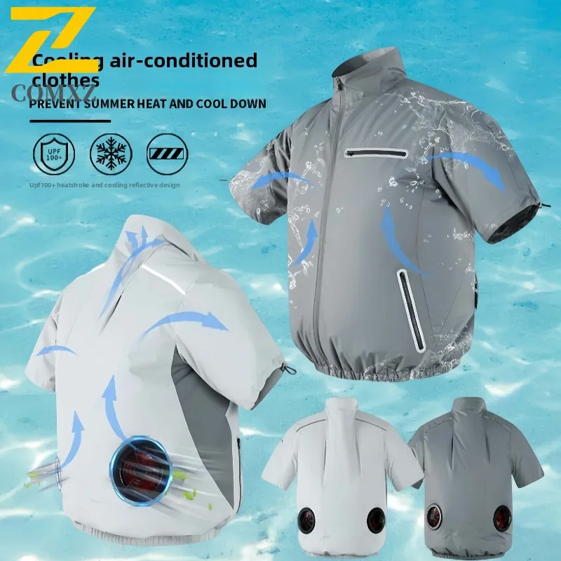Men Fan Air Conditioning Clothing Summer Outdoor Fishing Leisure Camping Short Sleeve Air Conditioning Clothing Cooling Fan Suit
Men Fan Air Conditioning Clothing Summer Outdoor Fishing Leisure Camping Short Sleeve Air Conditioning Clothing Cooling Fan Suit