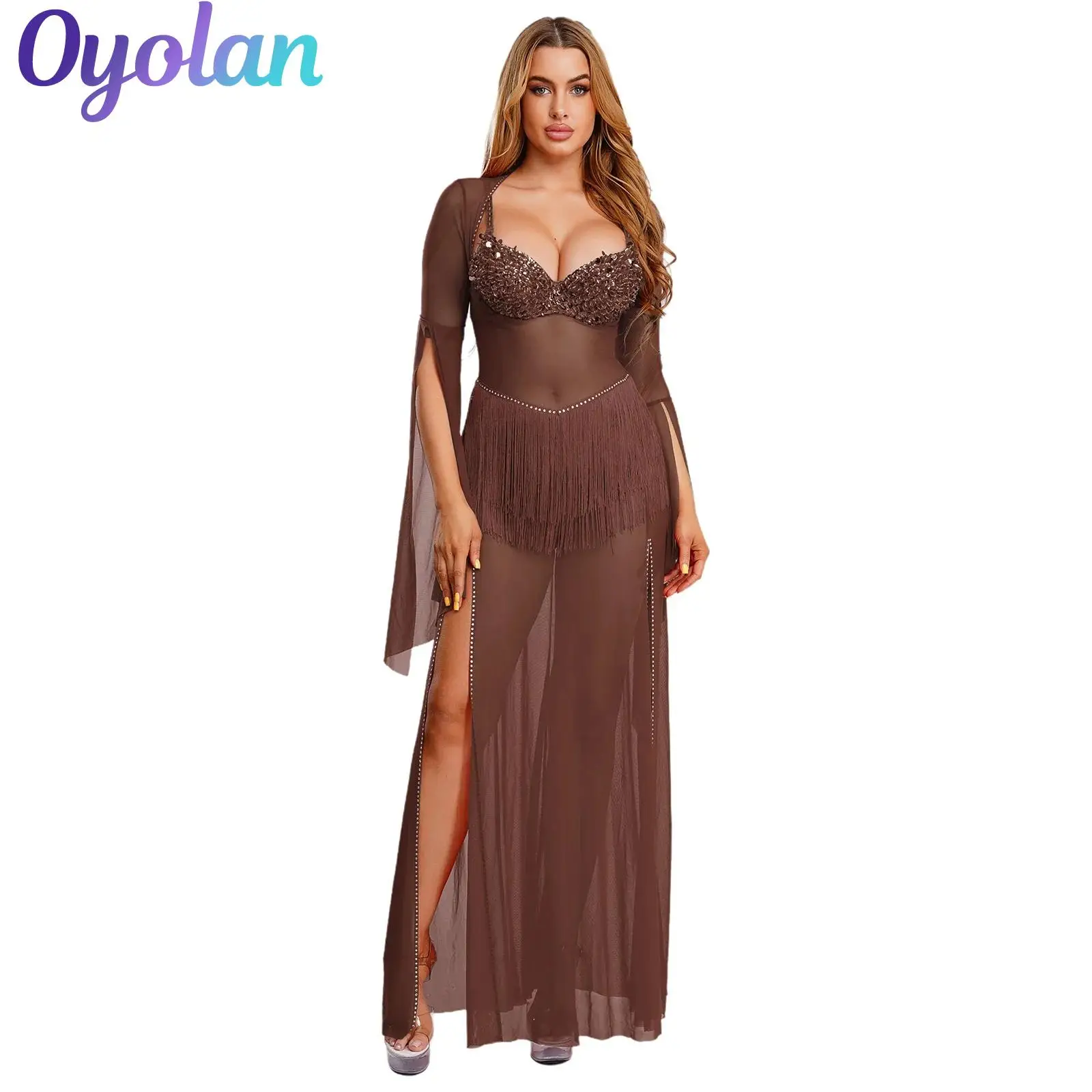 Женское платье макси с кисточками на талии и стразами, египетский индийский костюм для танца живота, платье с прозрачной сетчатой отделкой и разрезом по подолу
Женское платье макси с кисточками на талии и стразами, египетский индийский костюм для танца живота, платье с прозрачной сетчатой отделкой и разрезом по подолу