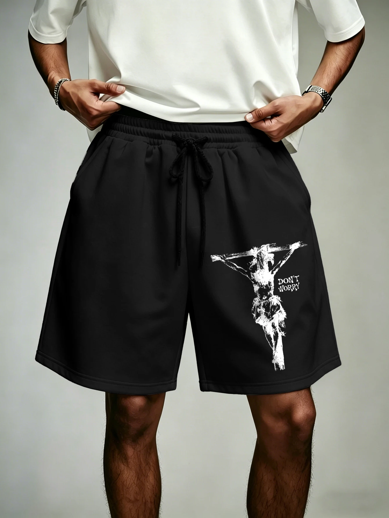 Men's Oversized Gothic Streetwear Shorts Brand Jesus Crucifixion Don't Worry Print Polyester Casual Shorts S-2XL
Men's Oversized Gothic Streetwear Shorts Brand Jesus Crucifixion Don't Worry Print Polyester Casual Shorts S-2XL