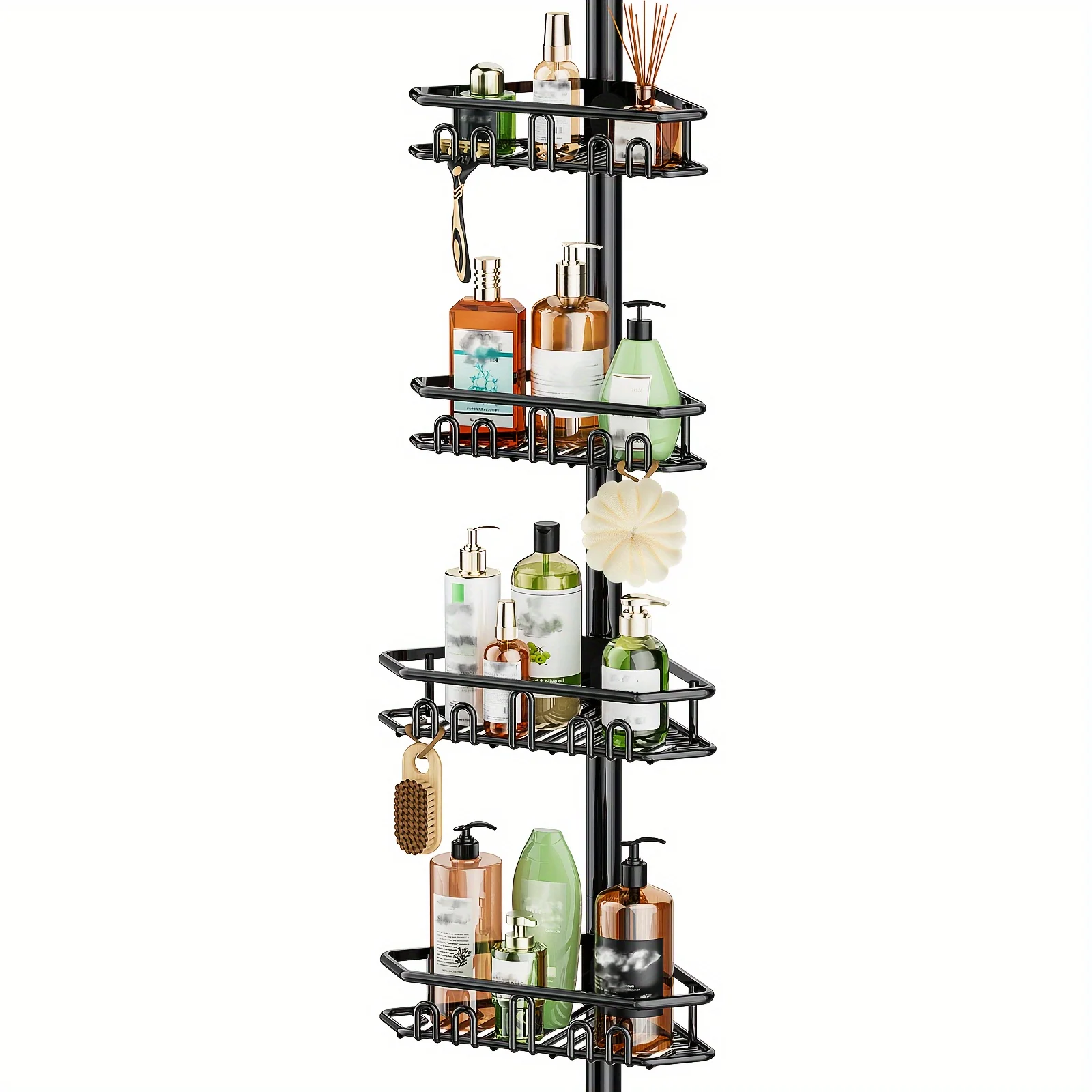 Shower Caddy Corner Tension Pole, 62 To 115 Inch Stainless Steel Adjustable Floor To Ceiling Corner Shower Caddy Stand For Bath Inside Shower Organizer Storage With Tension Pole, Rustproof (Black)
Shower Caddy Corner Tension Pole, 62 To 115 Inch Stainless Steel Adjustable Floor To Ceiling Corner Shower Caddy Stand For Bath Inside Shower Organizer Storage With Tension Pole, Rustproof (Black)