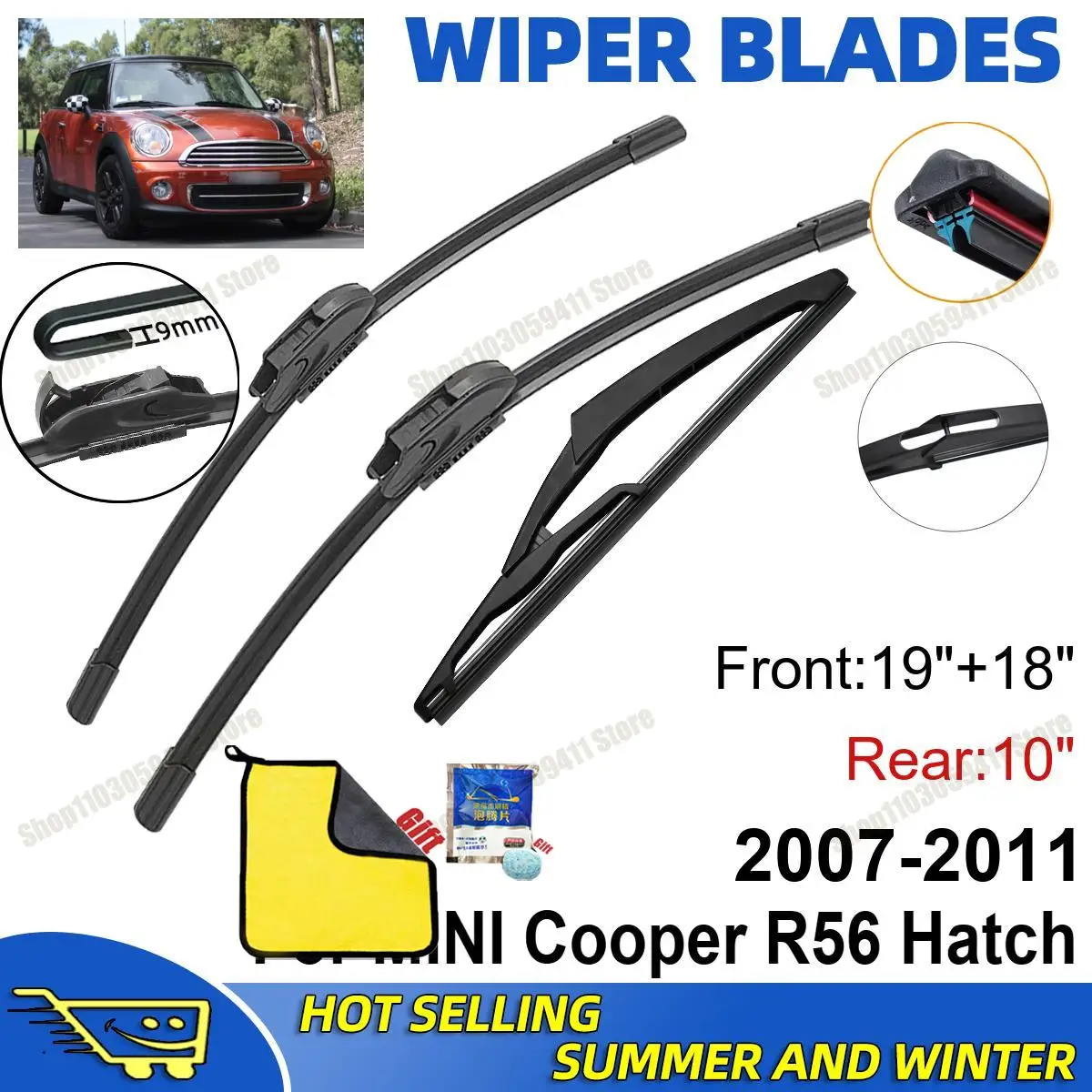 3PCS For MINI Cooper R56 Hatch 2007-2011 19" + 18"+ 10" Front Rear Wiper Blades Set Windshield Windscreen Car Accessories
3PCS For MINI Cooper R56 Hatch 2007-2011 19" + 18"+ 10" Front Rear Wiper Blades Set Windshield Windscreen Car Accessories