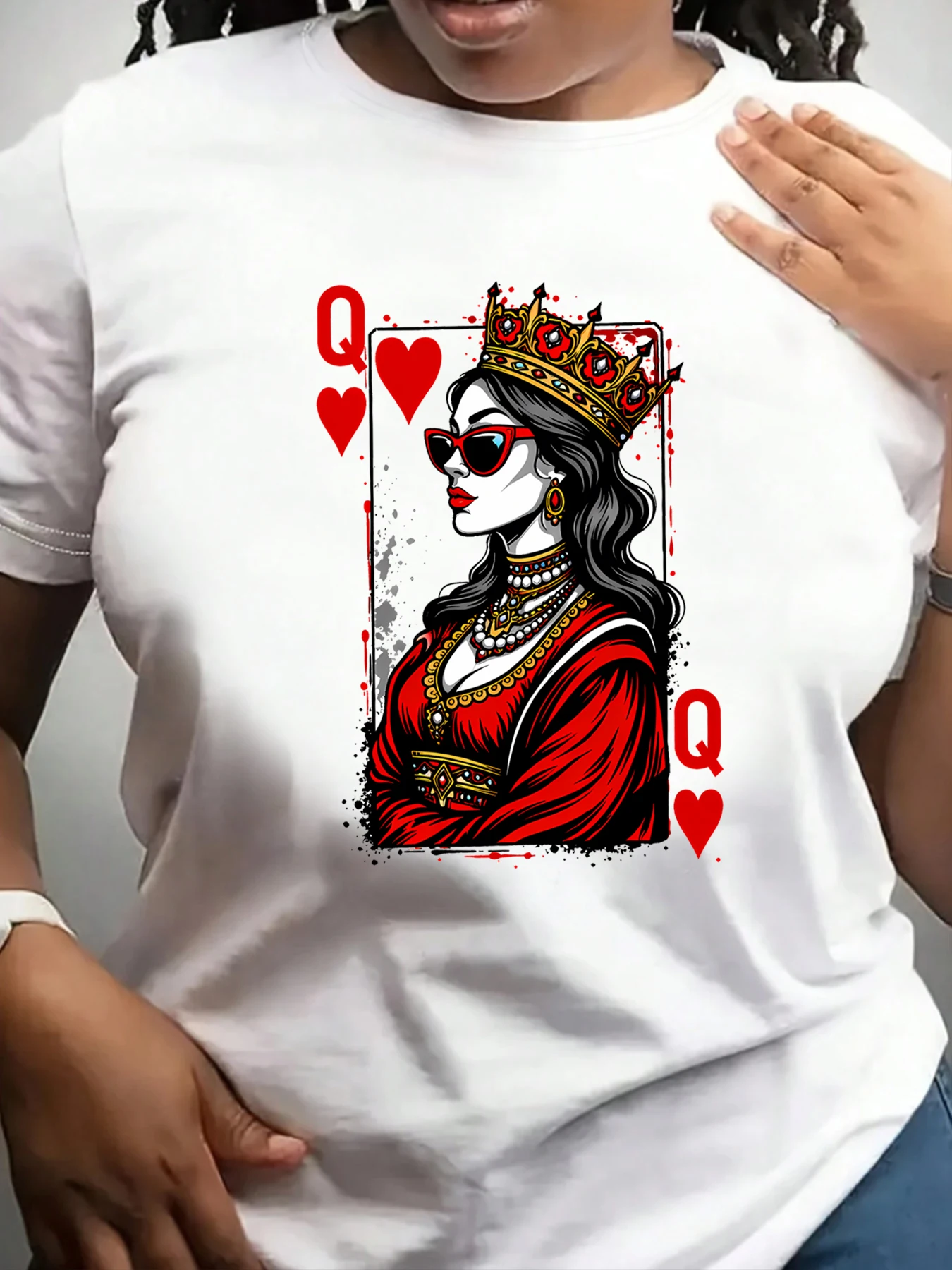 【ZXH11212】Creative Poker Card Printed Women's Large Round Neck T-shirt Summer Casual Short Sleeve Top Street Fashion Versatile
【ZXH11212】Creative Poker Card Printed Women's Large Round Neck T-shirt Summer Casual Short Sleeve Top Street Fashion Versatile