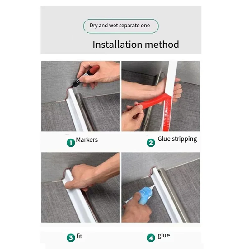 Гибкая водоудерживающая полоса из ТПЭ для ванной комнаты, водозащитный барьер для душа Highl для разделения аксессуаров для душа, белый 2M-B91B 
Гибкая водоудерживающая полоса из ТПЭ для ванной комнаты, водозащитный барьер для душа Highl для разделения аксессуаров для душа, белый 2M-B91B
