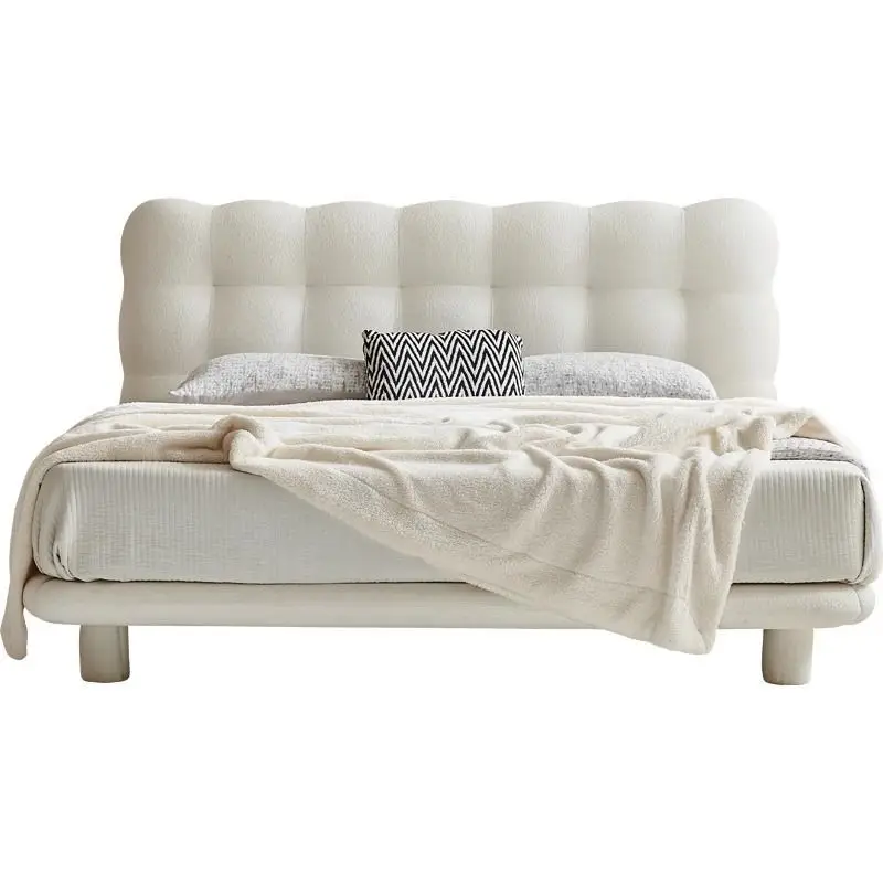French cream wind bubble bed, double white marshmallow puffs, simple lamb wool technology fabric bed
French cream wind bubble bed, double white marshmallow puffs, simple lamb wool technology fabric bed