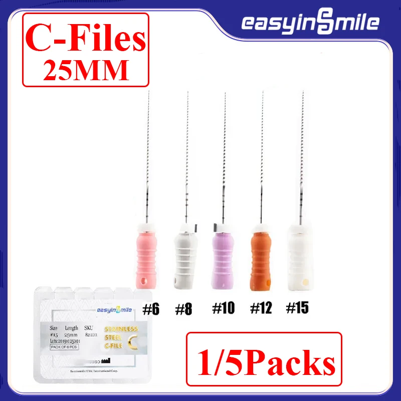 30Pcs Easyinsmile Dental Endo Files C Files Root Canal Cathterization File 25MM Stainless Endodontic Instruments #6#8#10#12#15
30Pcs Easyinsmile Dental Endo Files C Files Root Canal Cathterization File 25MM Stainless Endodontic Instruments #6#8#10#12#15
