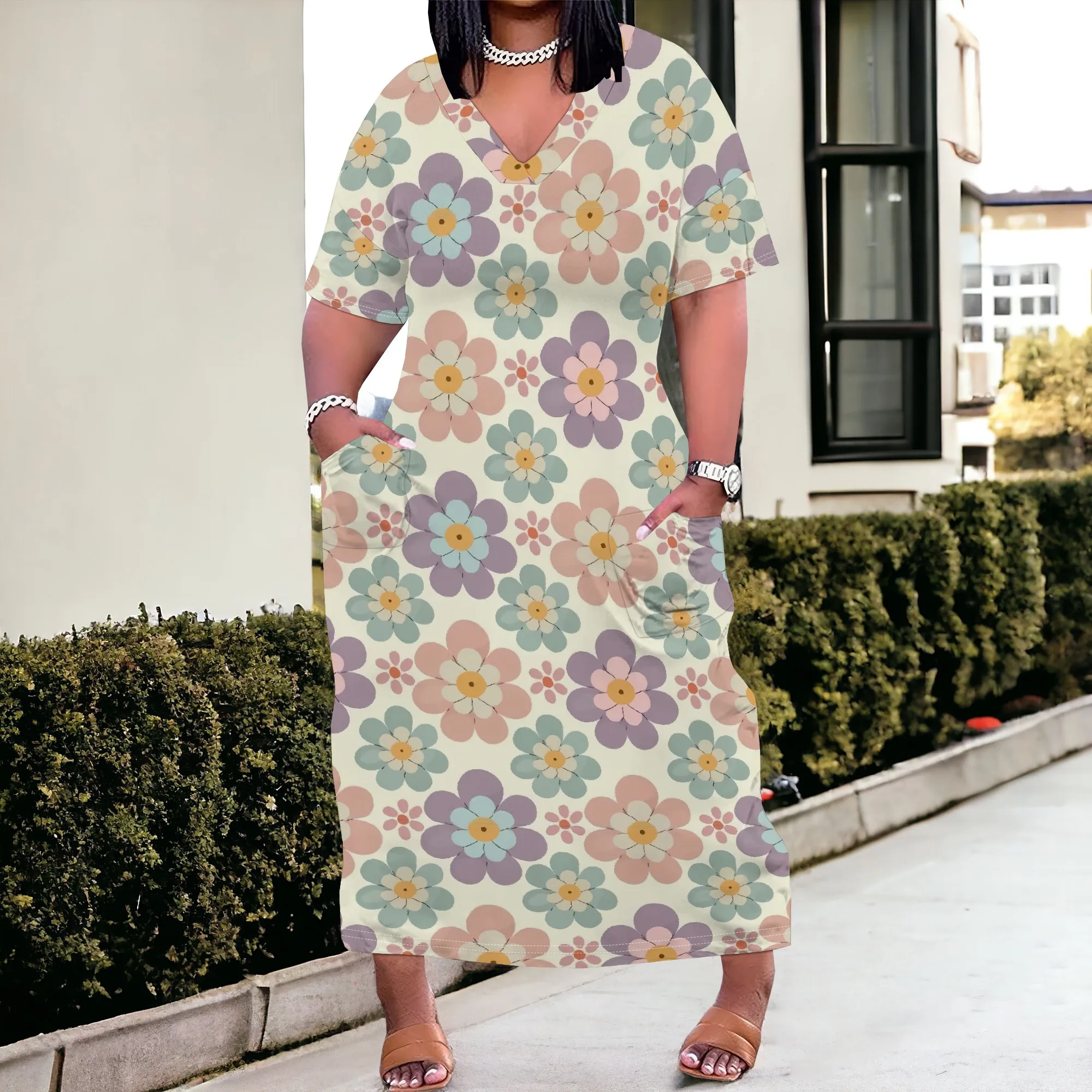 Plus Size Floral V-Neck Maxi Dress 2025 New Arrival, Spring Casual & Summer Wear, XL-6XL
Plus Size Floral V-Neck Maxi Dress 2025 New Arrival, Spring Casual & Summer Wear, XL-6XL