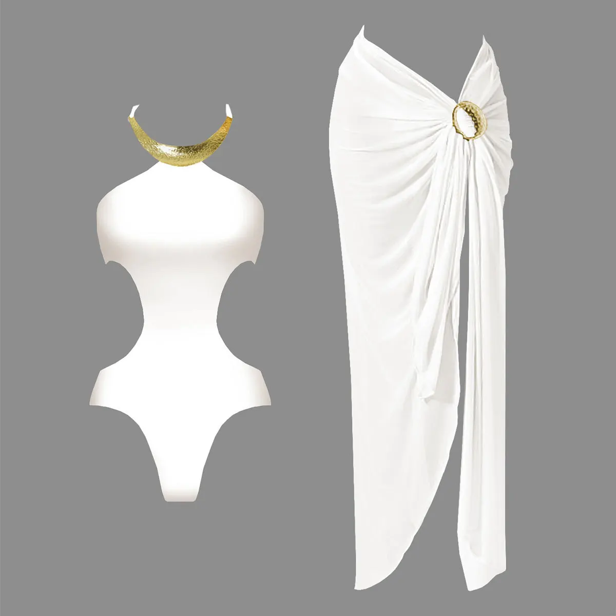 2Pcs Hollow Halter Bikini Set Sexy Cut out Swimwear Long Skirt Women's Beachwear Bodysuit Swimming Suit 2025 New Trendy Fashion
2Pcs Hollow Halter Bikini Set Sexy Cut out Swimwear Long Skirt Women's Beachwear Bodysuit Swimming Suit 2025 New Trendy Fashion