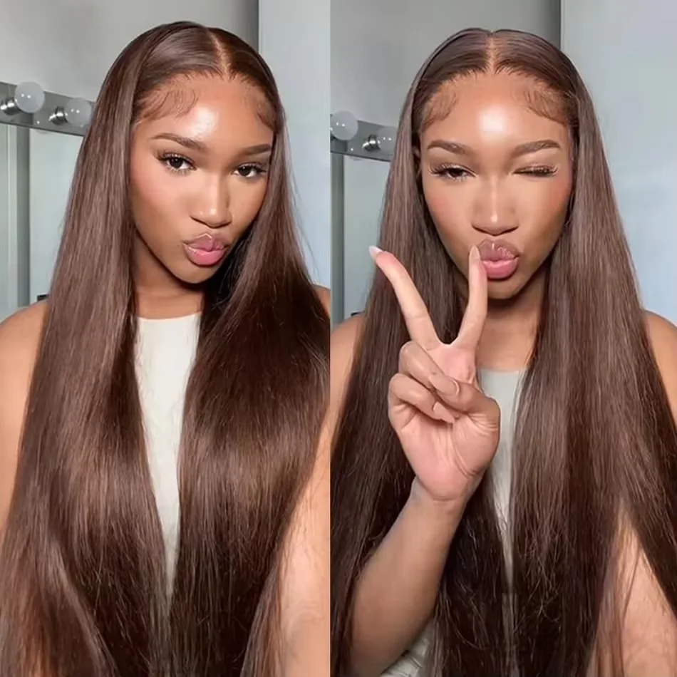 36 38 inch #4 Chocolate Brown 13x4 HD Lace Front Human Hair Wigs Pre Plucked Peruvian Straight Glueless Lace Frontal Wigs Women
36 38 inch #4 Chocolate Brown 13x4 HD Lace Front Human Hair Wigs Pre Plucked Peruvian Straight Glueless Lace Frontal Wigs Women