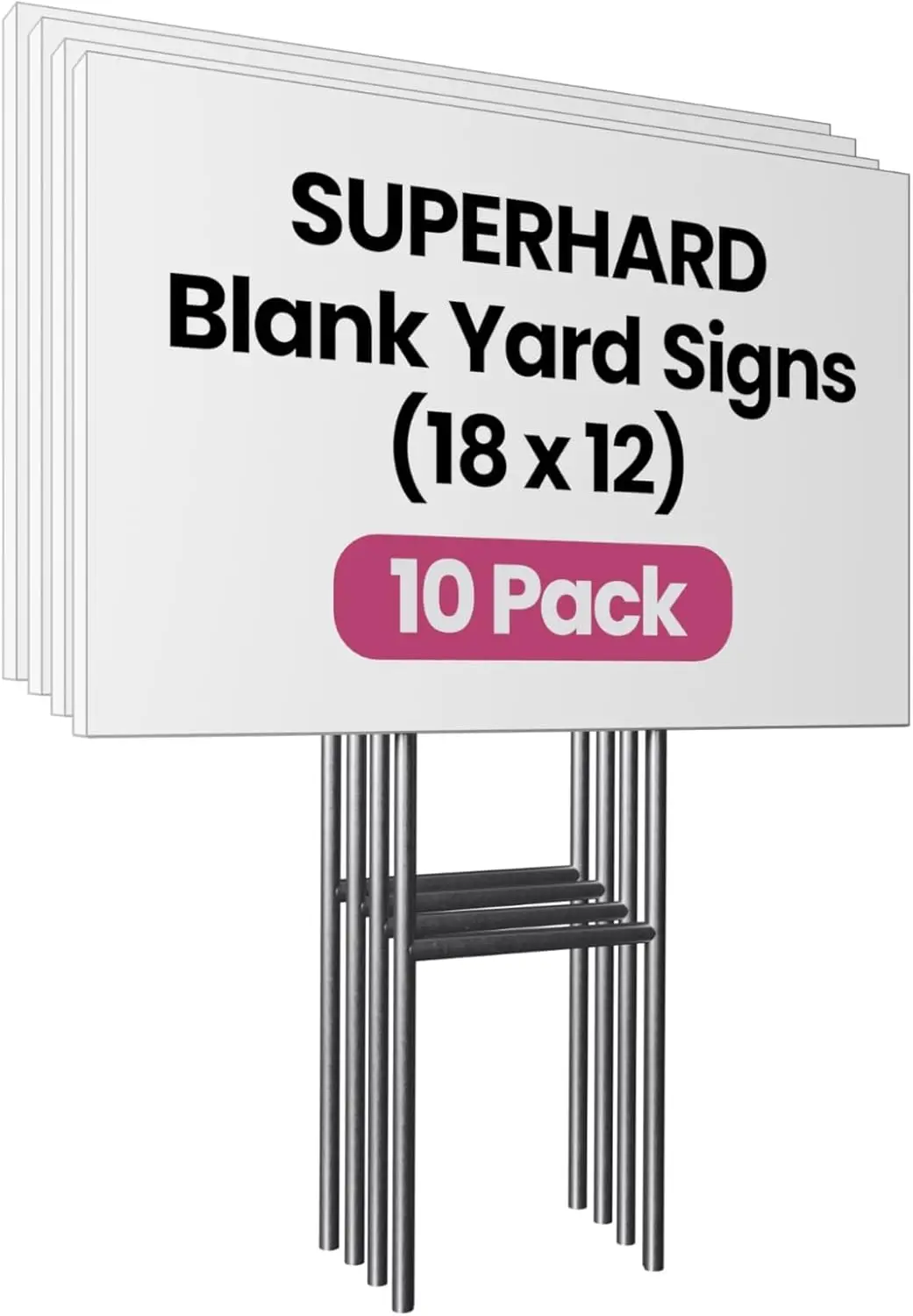 10 Pack 18x12 White Blank Yard Signs with Metal Stakes, Waterproof Corrugated Plastic for Sale, Party, Event, Garden
10 Pack 18x12 White Blank Yard Signs with Metal Stakes, Waterproof Corrugated Plastic for Sale, Party, Event, Garden