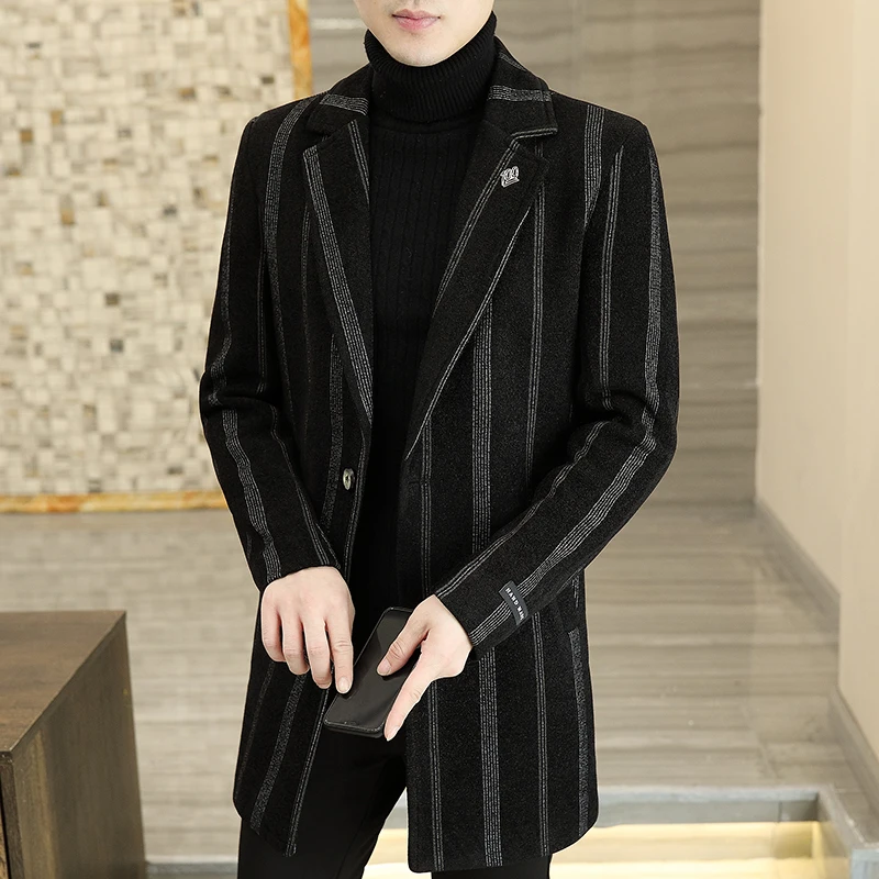 High-quality men's mid-length woolen coats, spring and autumn woolen jackets, men's winter thickened clothes trend
High-quality men's mid-length woolen coats, spring and autumn woolen jackets, men's winter thickened clothes trend