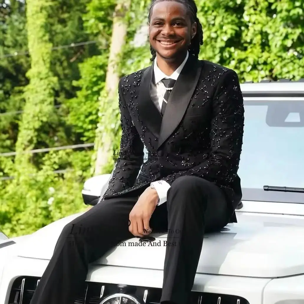 Sparkly Beaded Crystals Men Suits 2 Pieces Sets Male Party Blazers Double Breasted Groom Wedding Tuxedo Customized Costume Homme
Sparkly Beaded Crystals Men Suits 2 Pieces Sets Male Party Blazers Double Breasted Groom Wedding Tuxedo Customized Costume Homme
