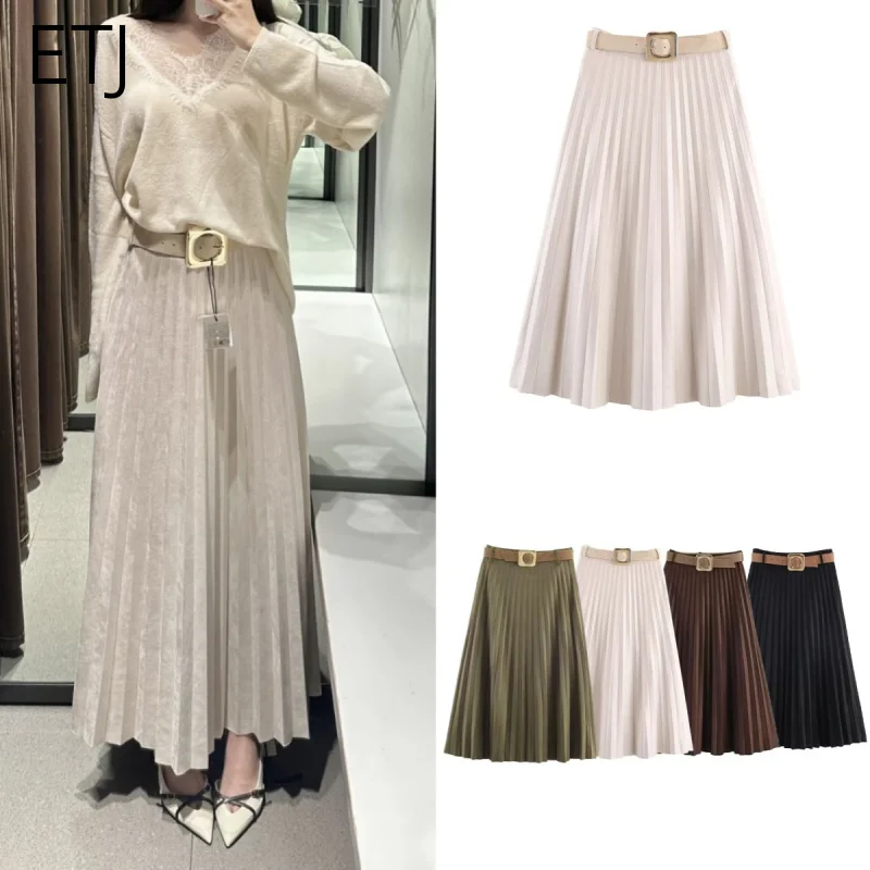 ETJ 2025 women's new elegant and gentle fashion with belt A word version of the pleated skirt long skirt multi-color optional
ETJ 2025 women's new elegant and gentle fashion with belt A word version of the pleated skirt long skirt multi-color optional