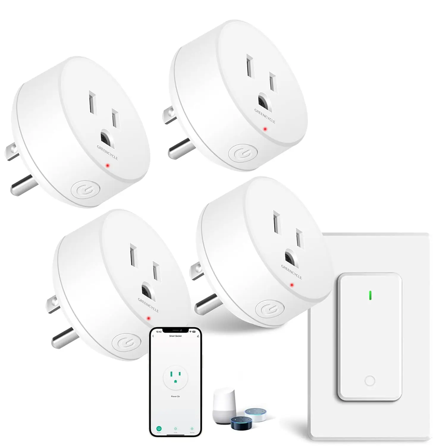 WiFi Smart Outlet Plug with Remote, Compatible with Alexa and Google Home, 15A/1500W, Remote Control Anywhere
WiFi Smart Outlet Plug with Remote, Compatible with Alexa and Google Home, 15A/1500W, Remote Control Anywhere
