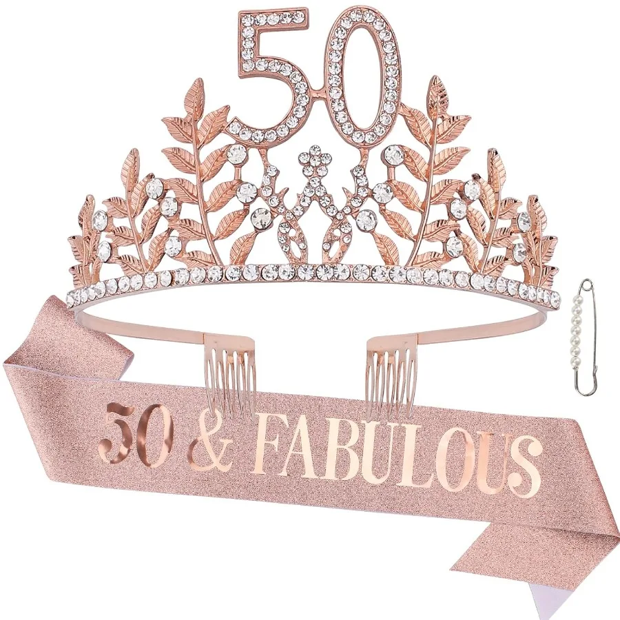 50 сказочных коронок и пояс на день рождения, подарки на 50-летие для женщин, товары для вечеринки в честь 50-летия, розовое золото
50 сказочных коронок и пояс на день рождения, подарки на 50-летие для женщин, товары для вечеринки в честь 50-летия, розовое золото
