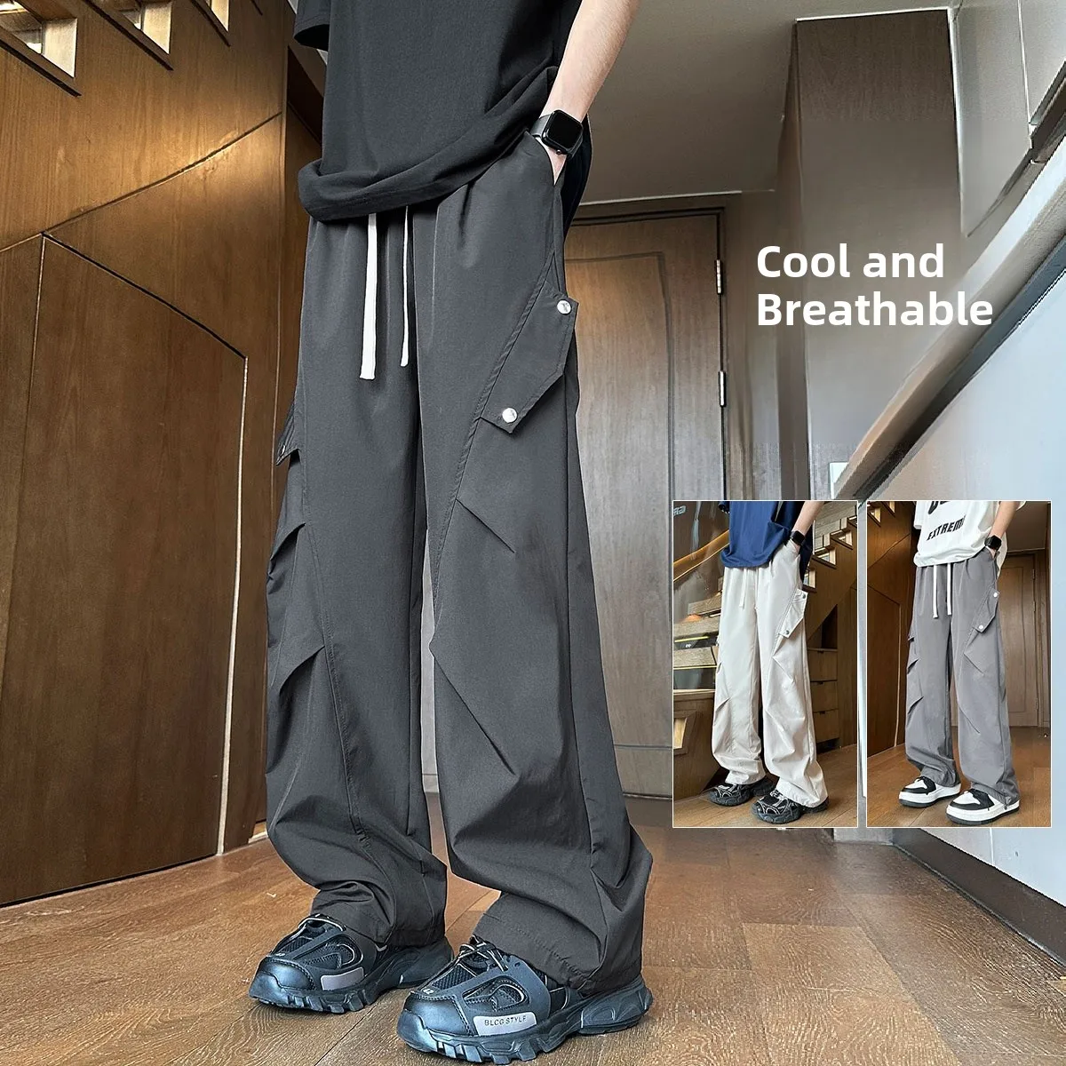 Foldable Ice Silk Paratrooper Workwear Pants Men Summer Thin Drapey ket Qui Dry Wide Leg Casual Long Trousers
Foldable Ice Silk Paratrooper Workwear Pants Men Summer Thin Drapey ket Qui Dry Wide Leg Casual Long Trousers