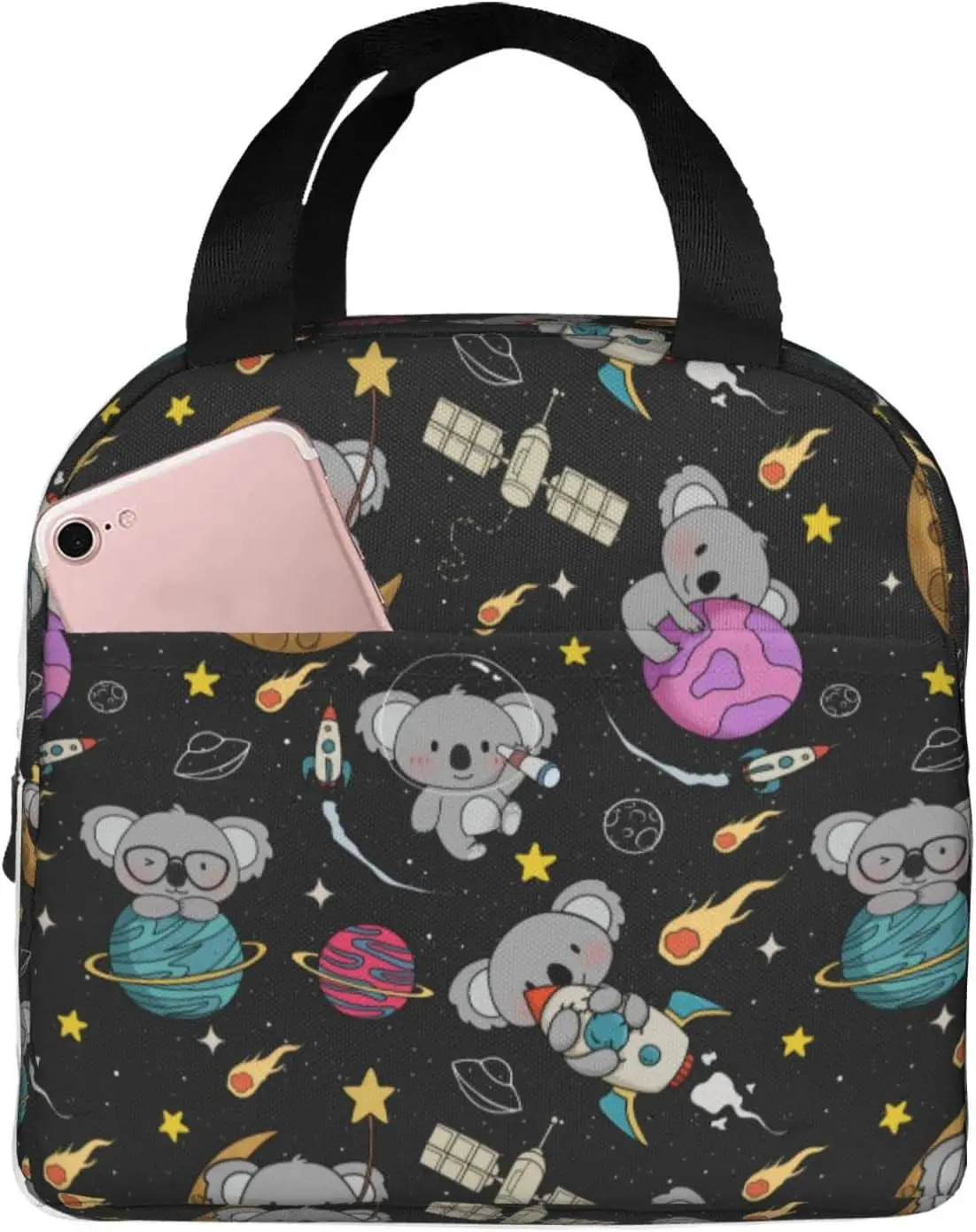 Cute Space Koalas Lunch Bag Portable Insulated Lunch Box for Women Kids Cooler Tote Bag with Front Pocket for Work Picnic Trave
Cute Space Koalas Lunch Bag Portable Insulated Lunch Box for Women Kids Cooler Tote Bag with Front Pocket for Work Picnic Trave