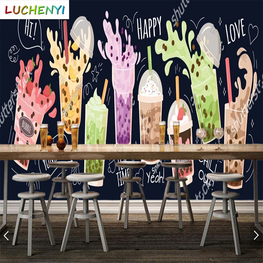 Custom bubble tea mural wallpaper restaurant cold drinking shop dining room wall papers home decor sticker
Custom bubble tea mural wallpaper restaurant cold drinking shop dining room wall papers home decor sticker