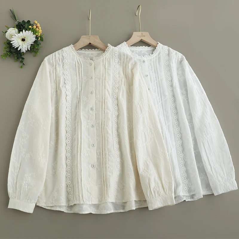 2025 Spring New Japanese Sweet Mori Girl Embroidery 100% Cotton Shirts Women O-Neck Long Sleeve Solid Color Casual Blouse Tops
2025 Spring New Japanese Sweet Mori Girl Embroidery 100% Cotton Shirts Women O-Neck Long Sleeve Solid Color Casual Blouse Tops