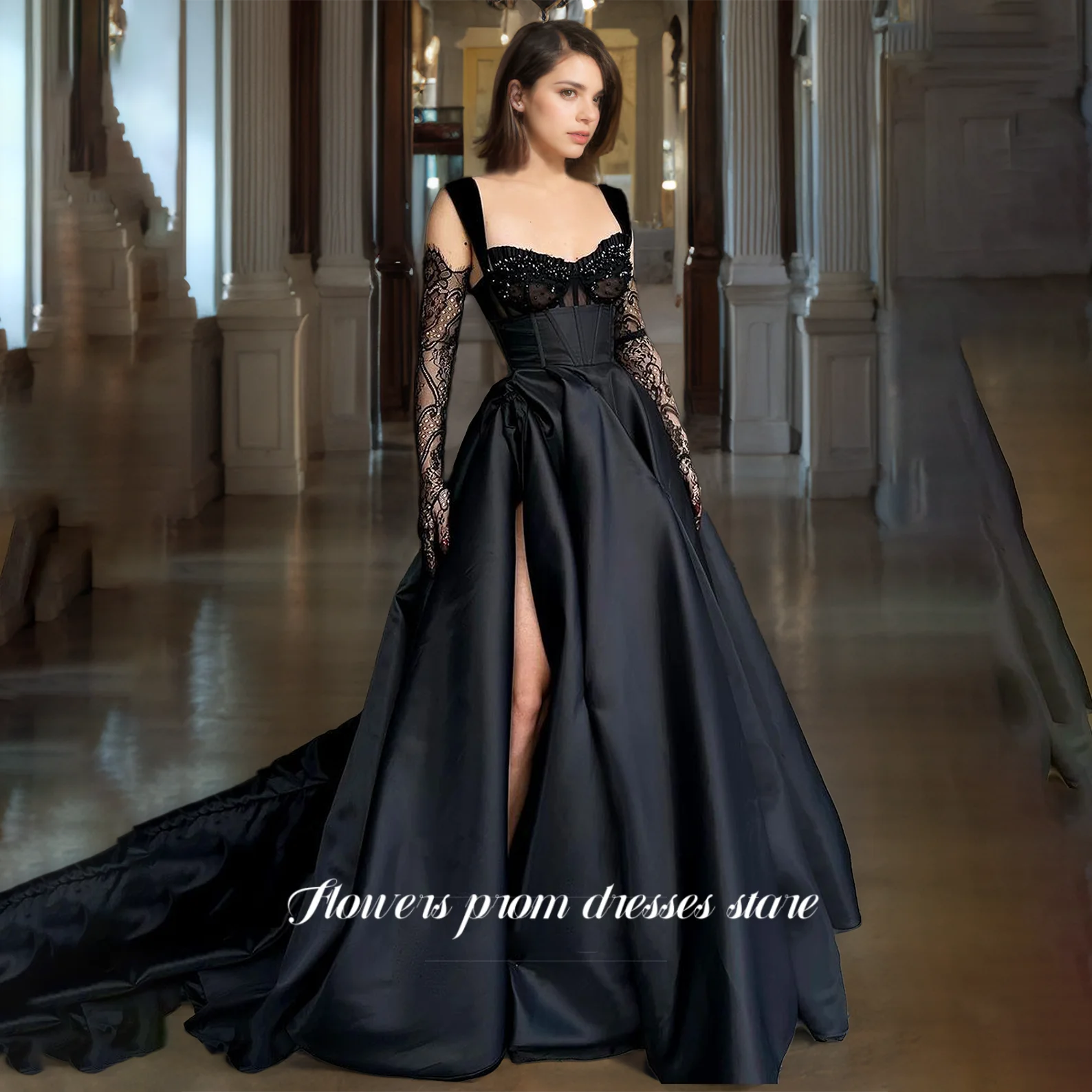 Flowers Prom Formal Evening Gown Lace Sleeve Party Dress Sweetheart Celebrity Dress for Women High Split robes de soirée
Flowers Prom Formal Evening Gown Lace Sleeve Party Dress Sweetheart Celebrity Dress for Women High Split robes de soirée