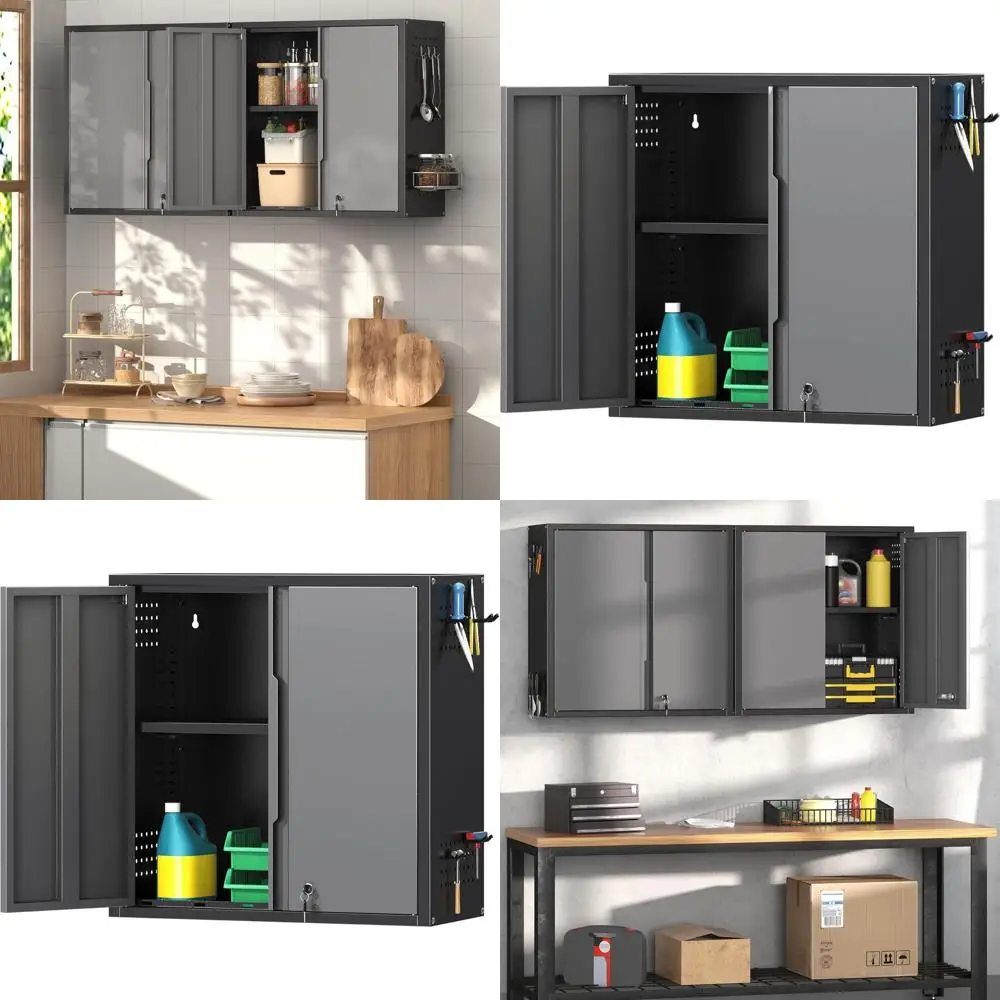 26 High Metal Garage Wall Cabinet with Lockable Doors, Adjustable Shelf, and Assembly Required
26 High Metal Garage Wall Cabinet with Lockable Doors, Adjustable Shelf, and Assembly Required