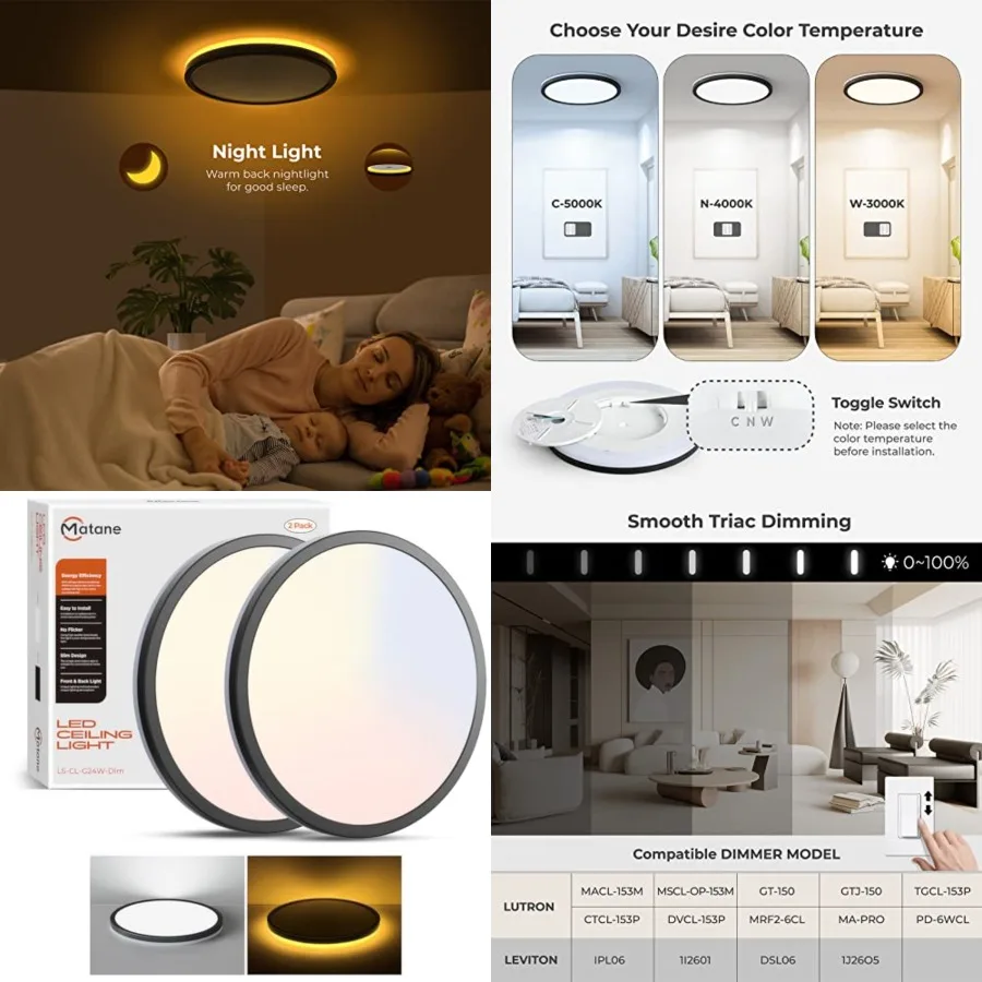 LED Flush Mount Ceilg Lights with Night Light, 24W Dimmable Ceiling Light Fixture 3000K/4000K/5000K Selectable, Flushmount Ligh
LED Flush Mount Ceilg Lights with Night Light, 24W Dimmable Ceiling Light Fixture 3000K/4000K/5000K Selectable, Flushmount Ligh