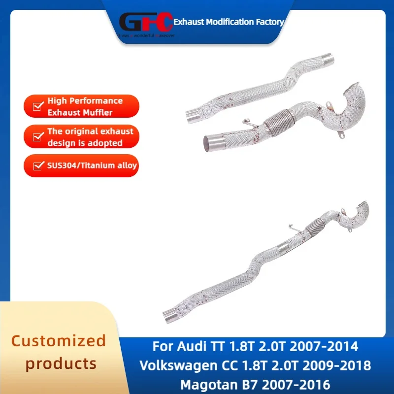 GFC Catless Downpipe Exhaust pipe for Audi TT Volkswagen CC Magotan B7 1.8T 2.0T High-Performance Stainless Steel Exhaust System
GFC Catless Downpipe Exhaust pipe for Audi TT Volkswagen CC Magotan B7 1.8T 2.0T High-Performance Stainless Steel Exhaust System