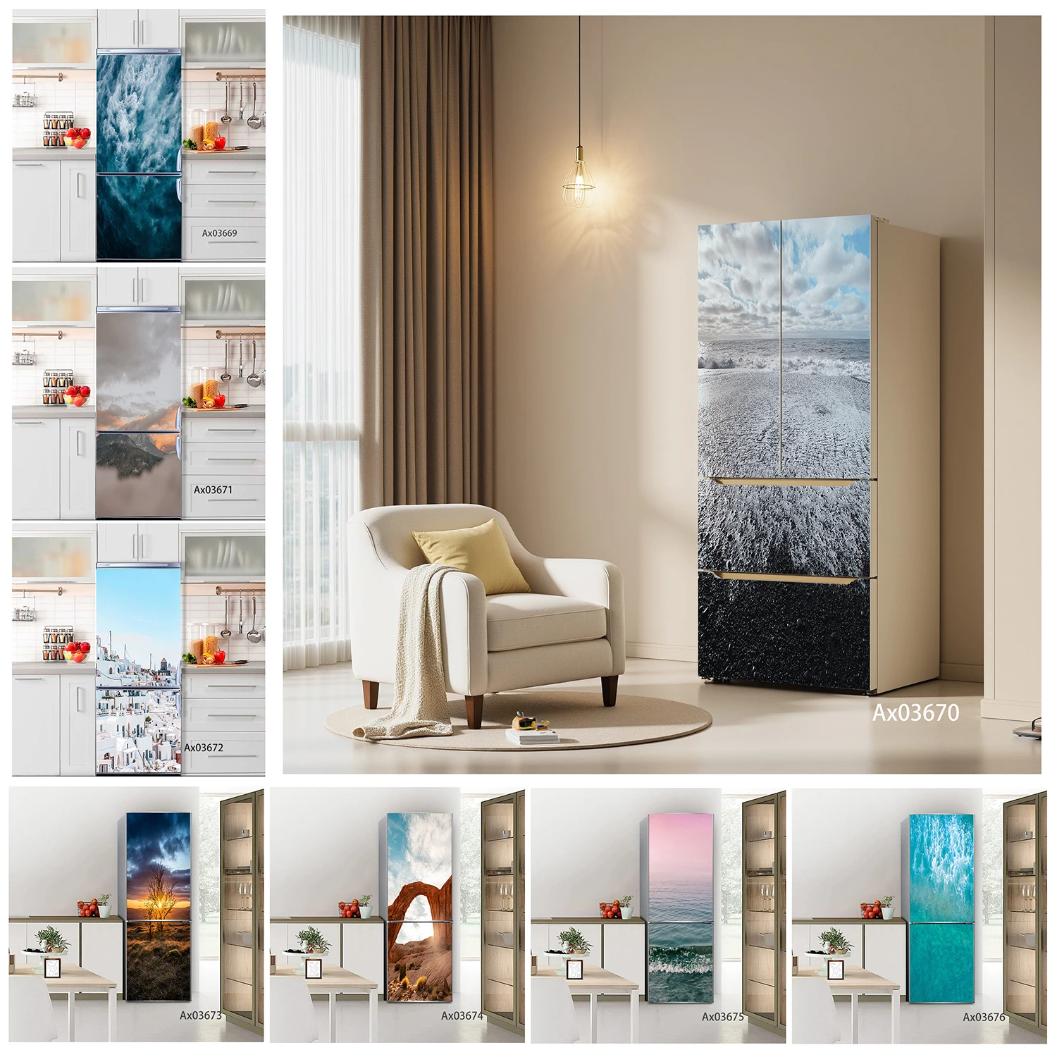 Coastal and Ocean Landscape Themed Fridge Stickers Self Adhesive Waterproof Refrigerator Wardrobe Cover for Kitchen Decor Crafts
Coastal and Ocean Landscape Themed Fridge Stickers Self Adhesive Waterproof Refrigerator Wardrobe Cover for Kitchen Decor Crafts