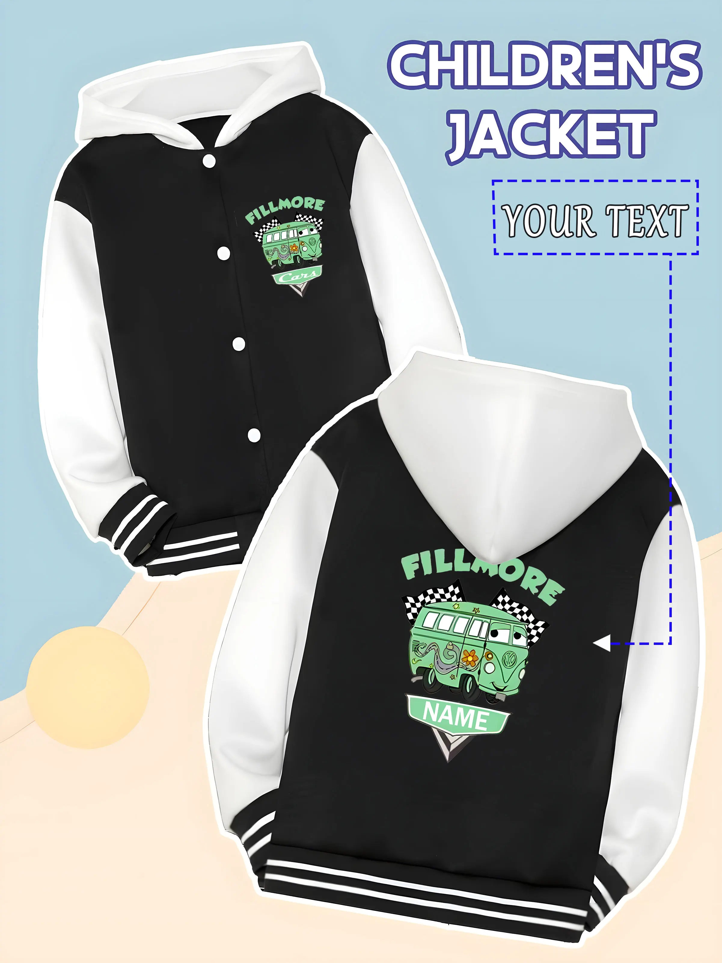 MINISO Disney Cars Fillmore Baseball Jacket for Kids - The Fillmore Bus is adorable and unique, perfect for everyday wear and sc 
MINISO Disney Cars Fillmore Baseball Jacket for Kids - The Fillmore Bus is adorable and unique, perfect for everyday wear and sc