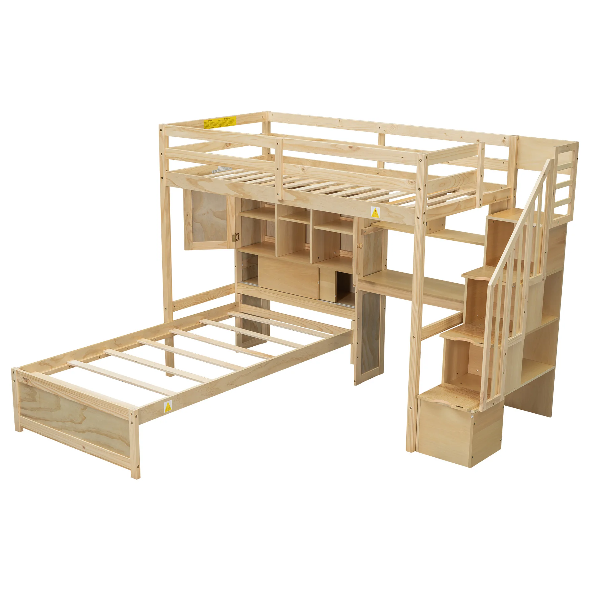 Children's multi-functional high and low bed storage stairs with desk log-colored solid wood bed frame cross-border
Children's multi-functional high and low bed storage stairs with desk log-colored solid wood bed frame cross-border