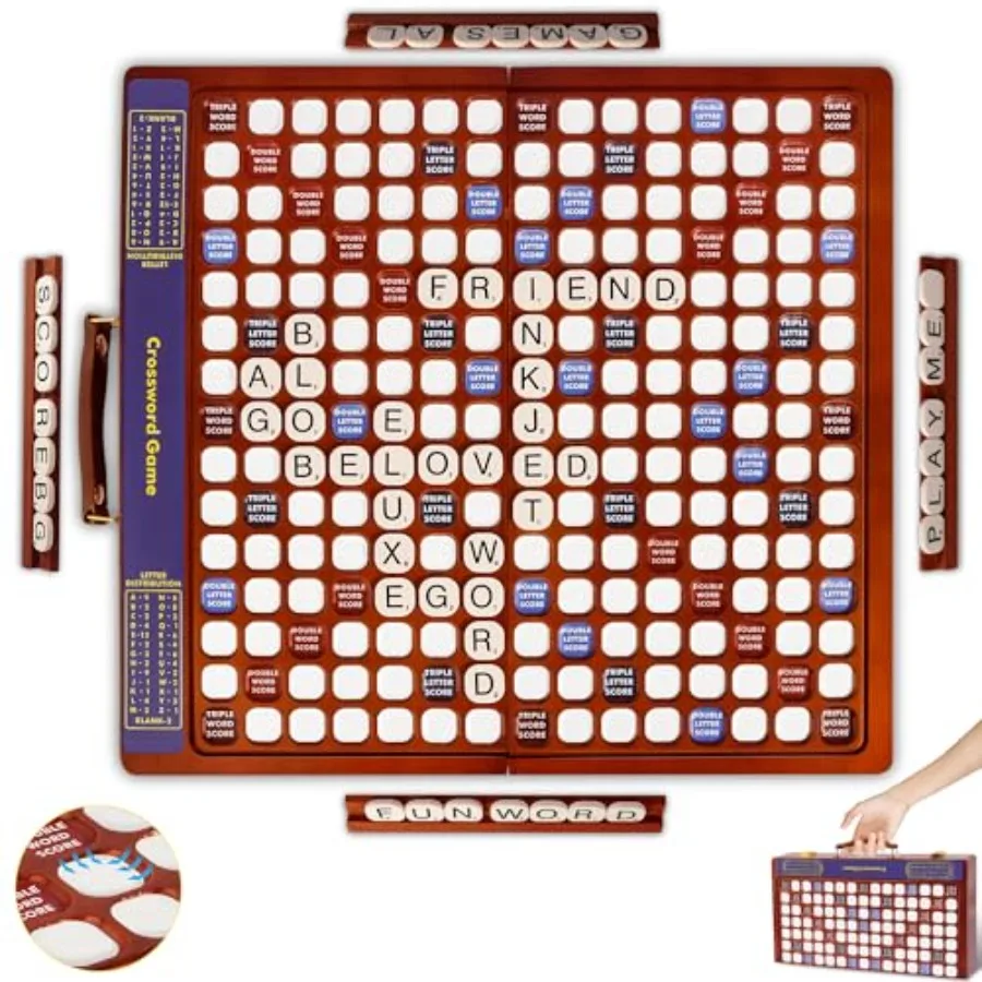 Crossword Game for family use wooden rotating board in black foldable into portable carry case with luxury finish and 100 lette
Crossword Game for family use wooden rotating board in black foldable into portable carry case with luxury finish and 100 lette