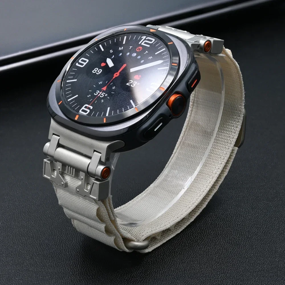 Ремешок в стиле Mecha Alpine для Samsung Galaxy Watch Ultra 47 мм, роскошный нейлоновый браслет для Galaxy Ultra, без зазора, изогнутый браслет
Ремешок в стиле Mecha Alpine для Samsung Galaxy Watch Ultra 47 мм, роскошный нейлоновый браслет для Galaxy Ultra, без зазора, изогнутый браслет