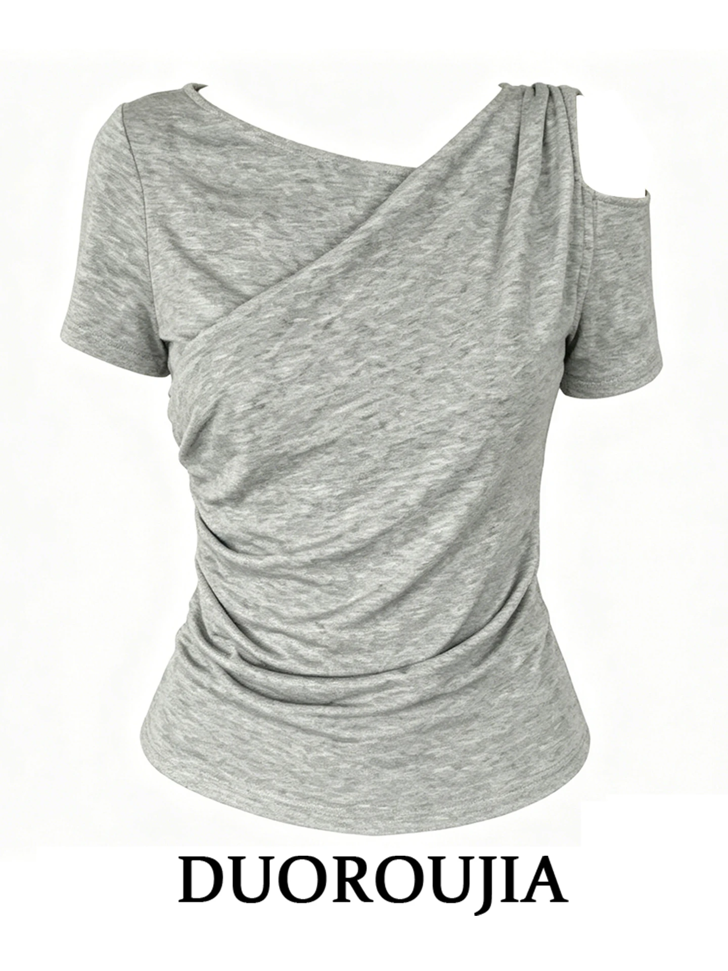Gray Folded Hem Short Sleeve Shoulder Bared T-Shirt Women's plus Size Design Sensation Slimming Summer Top DUOR High Waist Ko...
Gray Folded Hem Short Sleeve Shoulder Bared T-Shirt Women's plus Size Design Sensation Slimming Summer Top DUOR High Waist Ko...