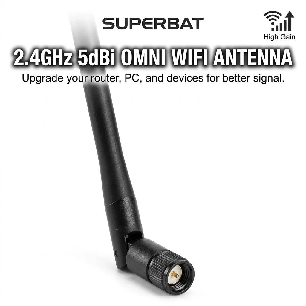 Superbat 5dbi 2.4GHz Omni Tilt-Swivel WiFi Rubber Duck Antenna SMA Male for Wireless LANs D-LinkR LinksysR WET11 Aerial Booster
Superbat 5dbi 2.4GHz Omni Tilt-Swivel WiFi Rubber Duck Antenna SMA Male for Wireless LANs D-LinkR LinksysR WET11 Aerial Booster