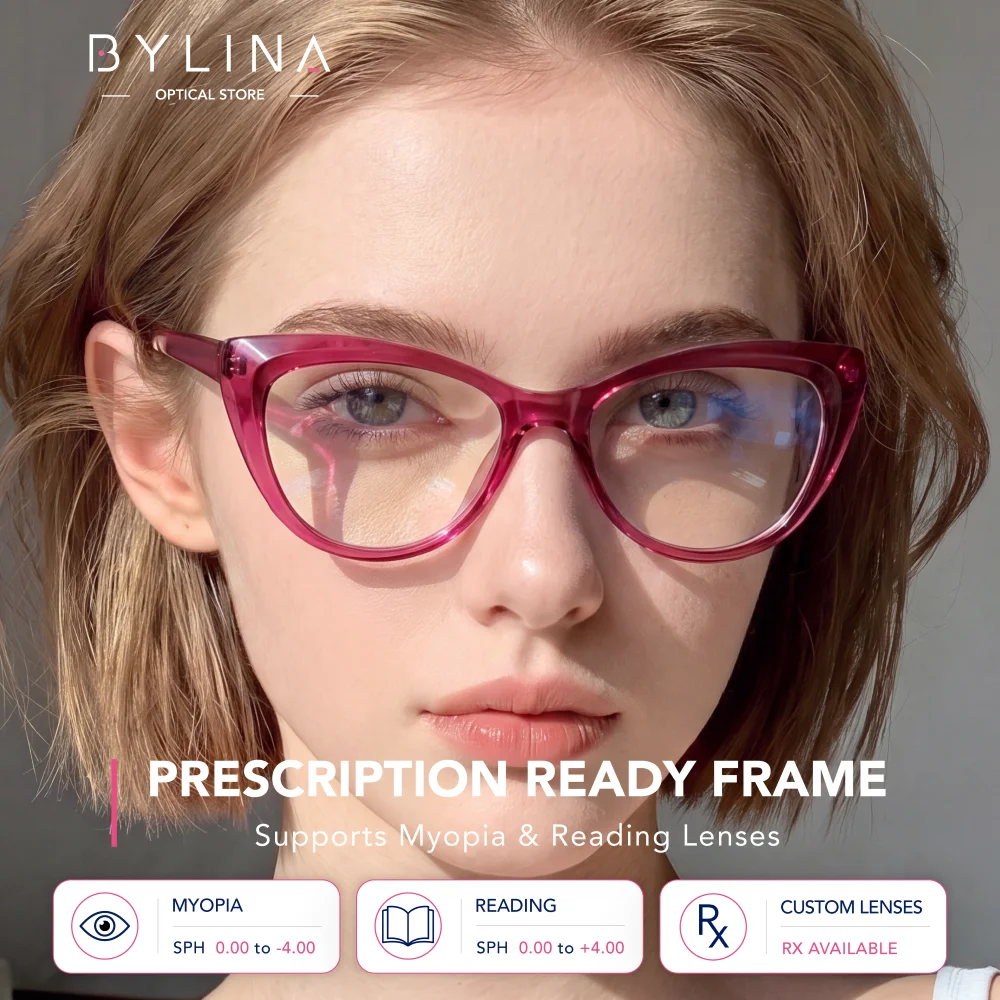 BYLINA Cat Eye Anti Blue Light Glasses Women Pink Purple Optical Frame RX Ready Daily Wear Eyeglasses
BYLINA Cat Eye Anti Blue Light Glasses Women Pink Purple Optical Frame RX Ready Daily Wear Eyeglasses