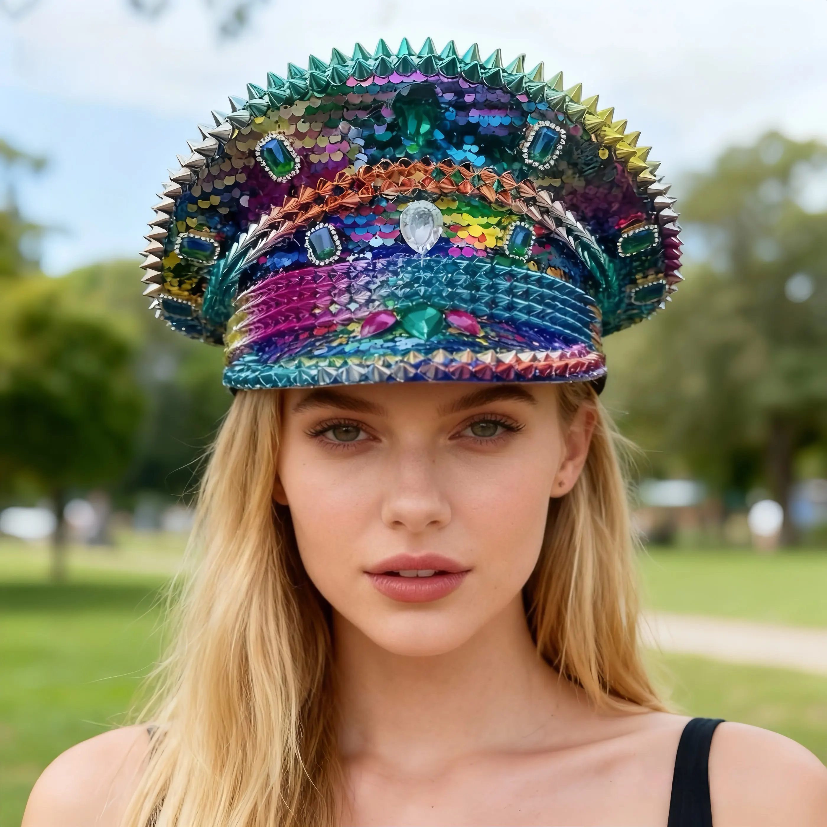 HongLuan Блестящий диско-музыкальный фестиваль Капитанская шляпа со стразами для карнавала, Rave Festivals Аксессуары и вечерние шляпы для женщин
HongLuan Блестящий диско-музыкальный фестиваль Капитанская шляпа со стразами для карнавала, Rave Festivals Аксессуары и вечерние шляпы для женщин