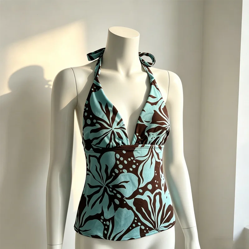 New Y2K Summer Vest Vacation Style Beach Flower Printed Hanging Neck Strap Sexy Strap V-neck Top Women's Wear
New Y2K Summer Vest Vacation Style Beach Flower Printed Hanging Neck Strap Sexy Strap V-neck Top Women's Wear