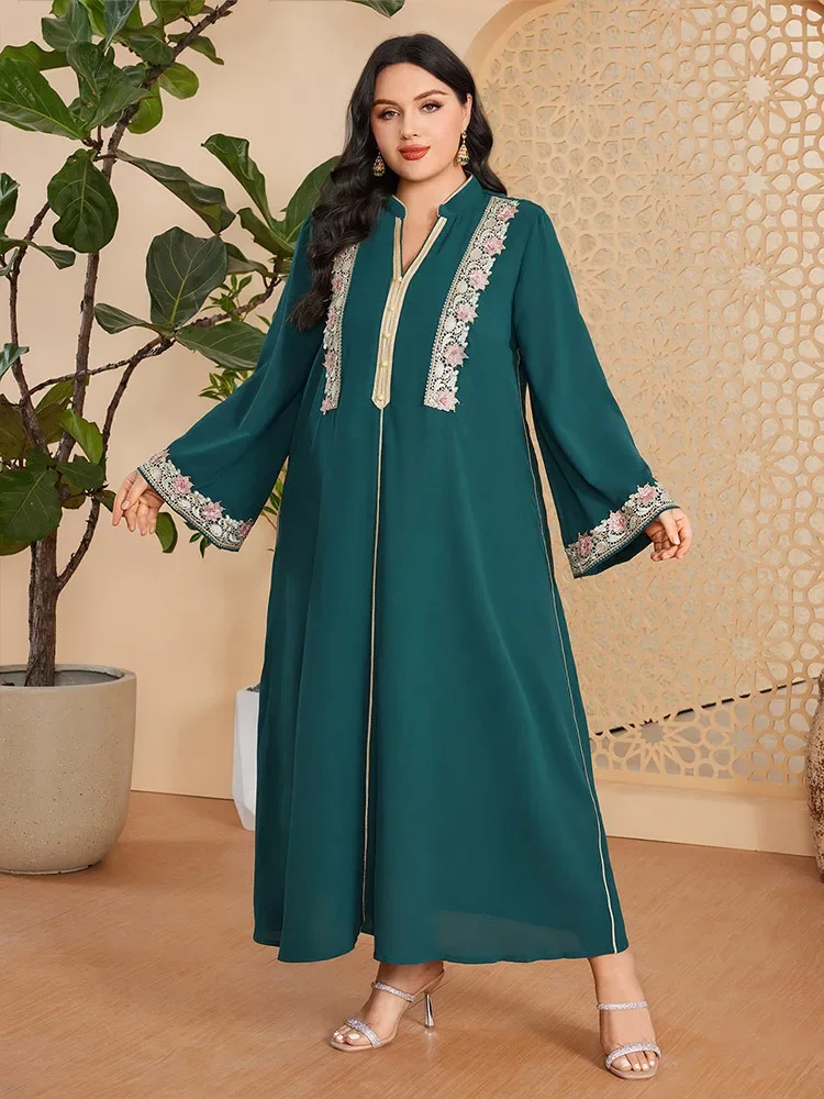 2025 Women Loose Dress Spring Floral Embroidery Green Dress Plus Size Muslim Women Dress Ramadan Eid Al-Adha Ankle-Length 4XL
2025 Women Loose Dress Spring Floral Embroidery Green Dress Plus Size Muslim Women Dress Ramadan Eid Al-Adha Ankle-Length 4XL