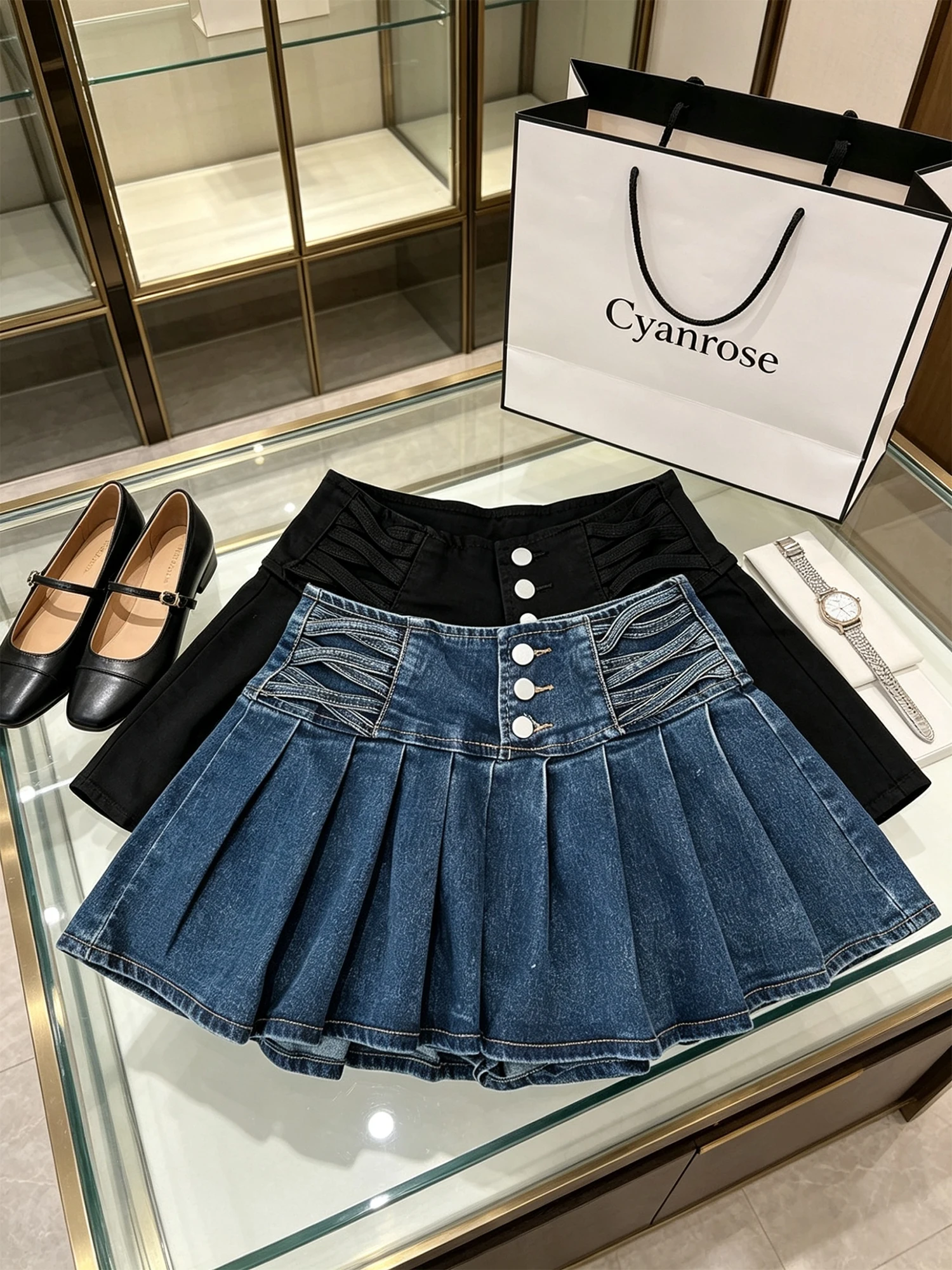 Women's Blue Denim Skirt Y2K Gyaru Jean Skirt American Retro Fashion Korean Style A-line Pleated Cowboy Skirt for Women Summer
Women's Blue Denim Skirt Y2K Gyaru Jean Skirt American Retro Fashion Korean Style A-line Pleated Cowboy Skirt for Women Summer