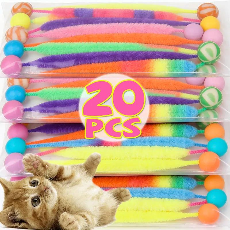 Интерактивные игрушки для кошек: флуоресцентный пушистый червячок с шариком, прыгучие мячики, разноцветная гусеница, эластичная игрушка для питомцев
Интерактивные игрушки для кошек: флуоресцентный пушистый червячок с шариком, прыгучие мячики, разноцветная гусеница, эластичная игрушка для питомцев