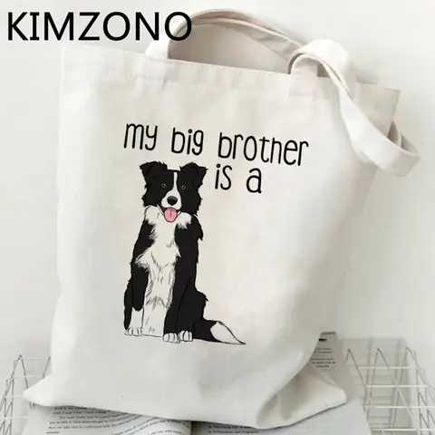 Border Collie shopping bag cotton bolsa bolsas de tela bolso shopper shopping bag shoping reusable jute cloth cabas
