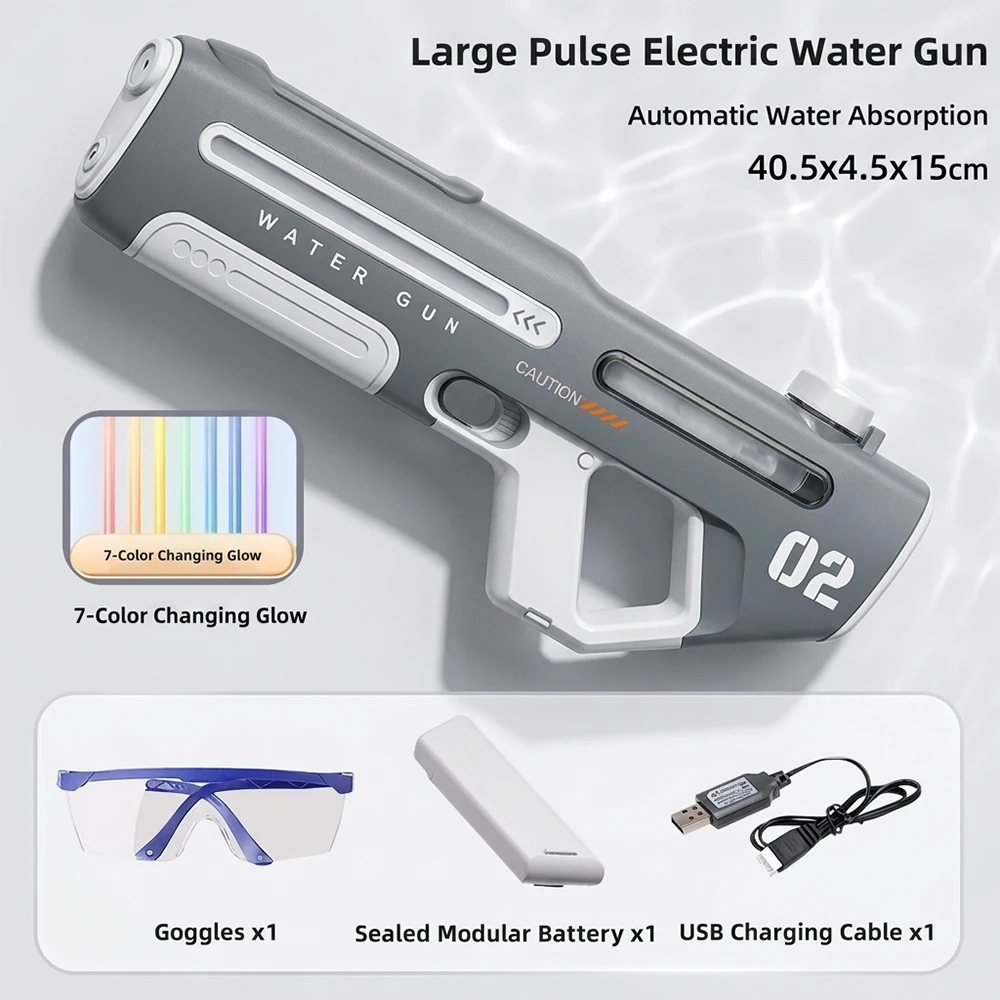 Large Pulse Electric Water Gun - Automatic Water Absorption 7-Color Glowing Toy Blaster Summer Pool Beach Party Games
Large Pulse Electric Water Gun - Automatic Water Absorption 7-Color Glowing Toy Blaster Summer Pool Beach Party Games