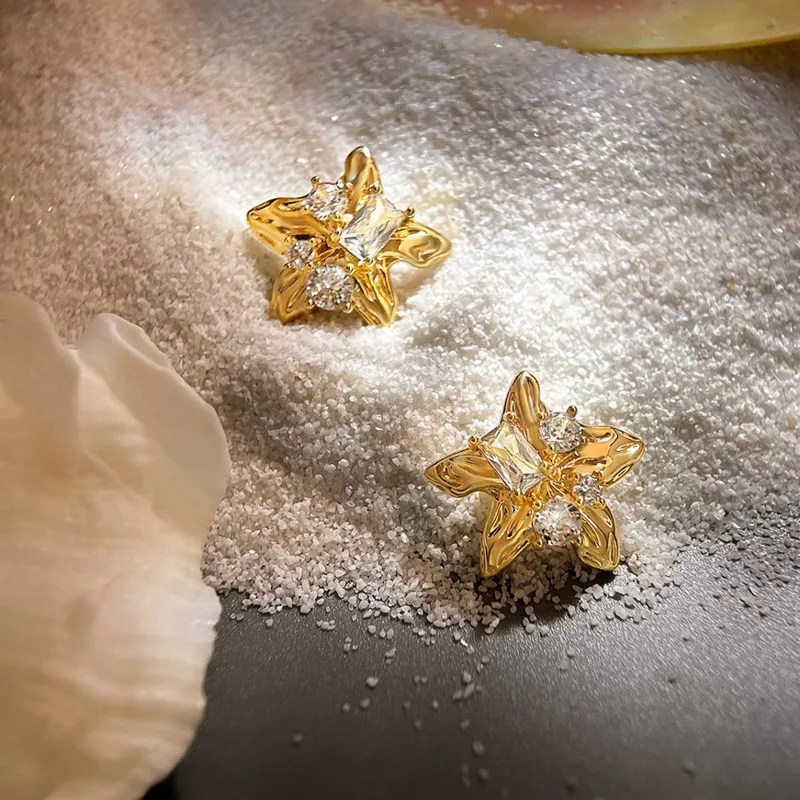 BR 18K Real Gold Thick Plated Starfish Zircon Stud Earrings, 925 Silver Post, Light Luxury Ocean Gift for Women
BR 18K Real Gold Thick Plated Starfish Zircon Stud Earrings, 925 Silver Post, Light Luxury Ocean Gift for Women